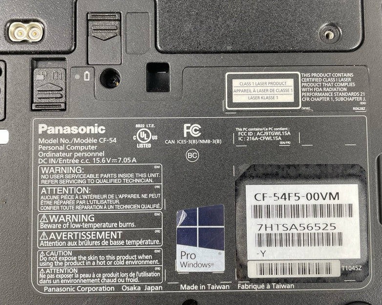 Panasonic ToughBook CF-54 14" i5-6300U 2.40 GHz 8 GB RAM No SSD/OS/AC/Batt