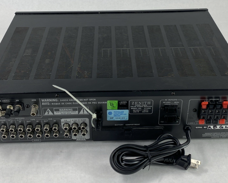 Zenith CV650 Stereo Receiver AM/FM Audio/Video - Parts or Repair