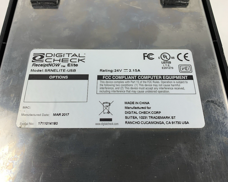 Digital Check SRNELITE-USB Receipt Printer - Parts or Repair