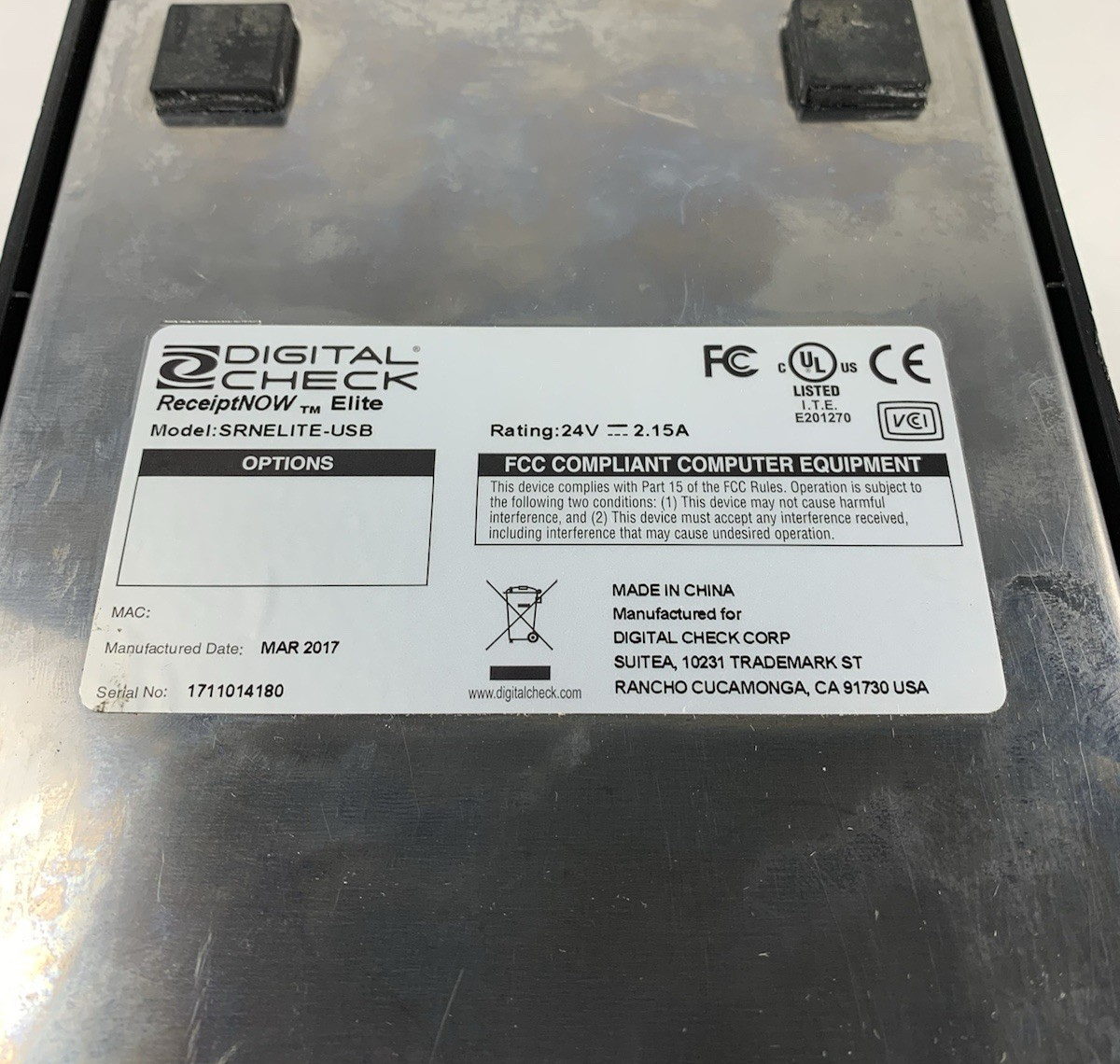 Digital Check SRNELITE-USB Receipt Printer - Parts or Repair