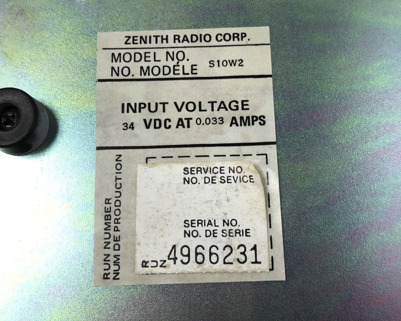 Zenith S10W2 Electronic Home Video Organizer