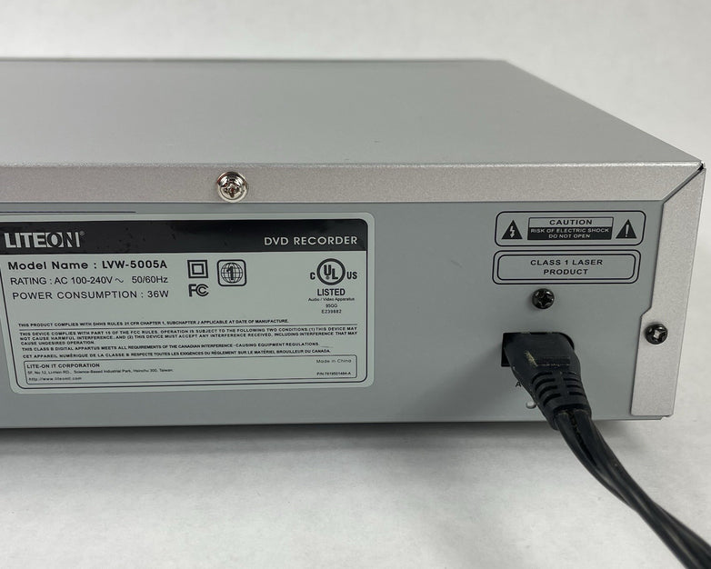 Lite-On LVW-5005A Dolby Digital Scan Progressive Compact DVD Recorder No Remote