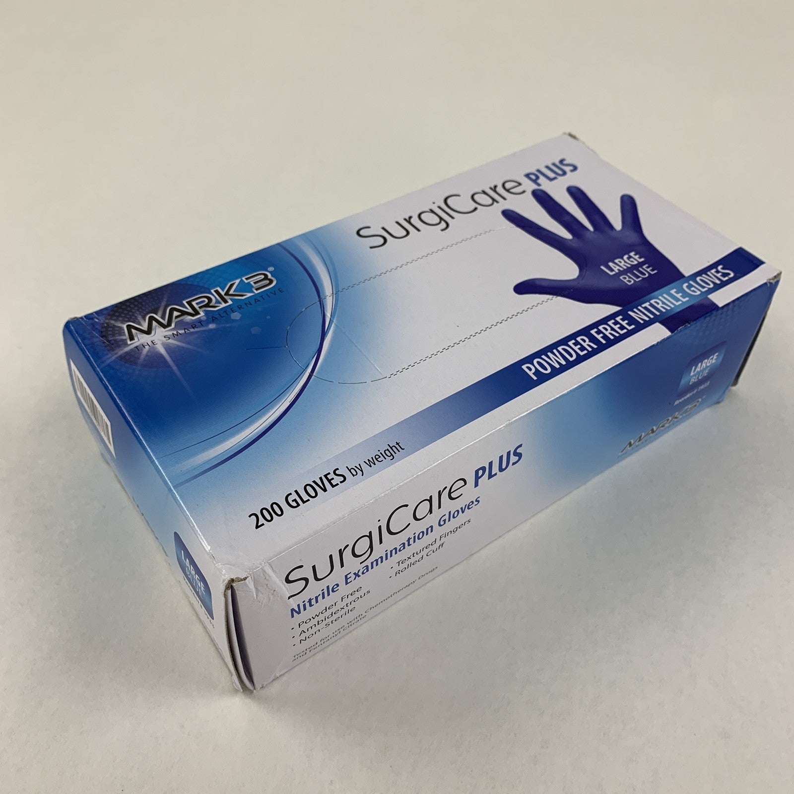 SurgiCare Plus Nitrile Exam Gloves Blue 200 Count Large  MARK3 1933 New