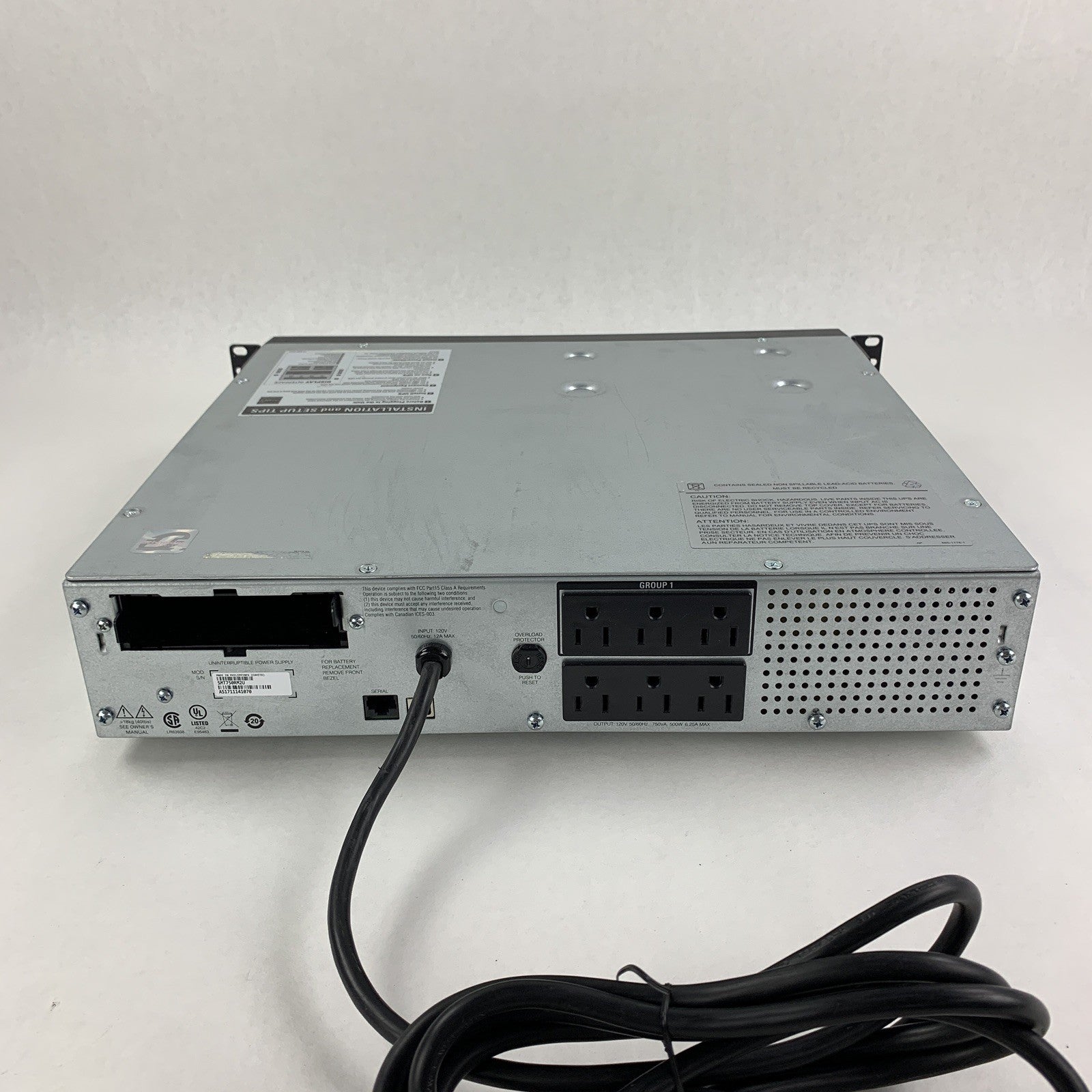 APC SMT750RM2U Line Interactive Rackmount Smart-UPS  No Battery Tested