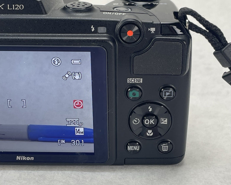 Nikon Coolpix L120 14.1MP Compact Bridge Camera 21x  Small Screen Crack Tested