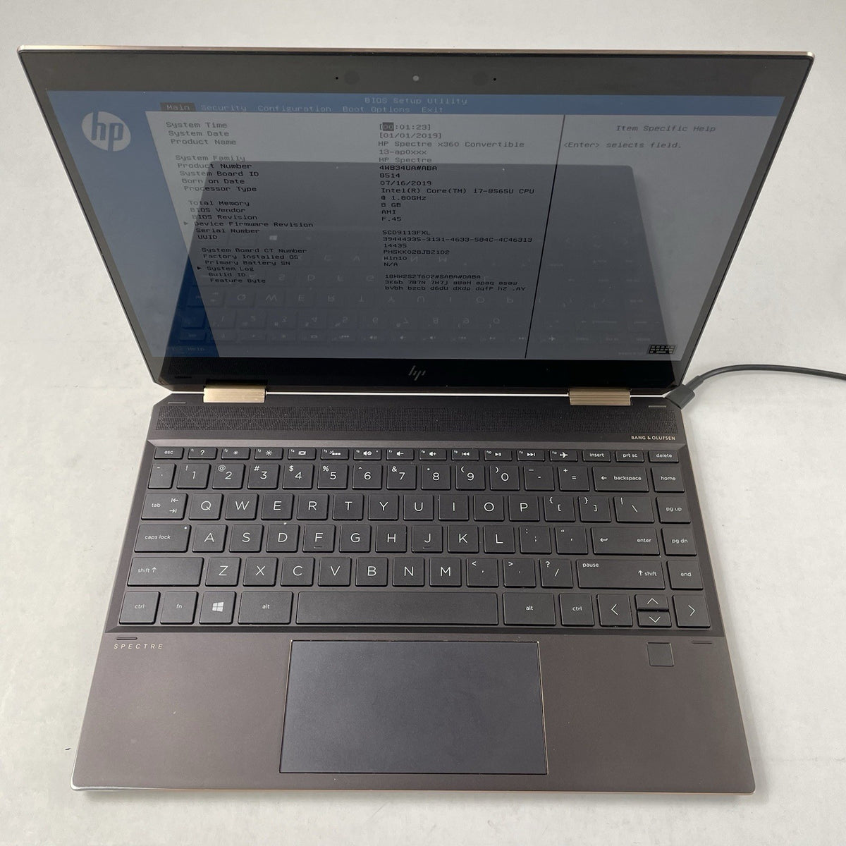 HP Spectre x360 13.3" i7-8565U 1.80 GHz 8 GB RAM No SSD/OS/AC/Batt - READ2