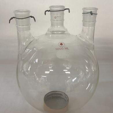 ACE Glass 5000mL 3-Neck Vertical Round Reaction Flask 29/42 Joints