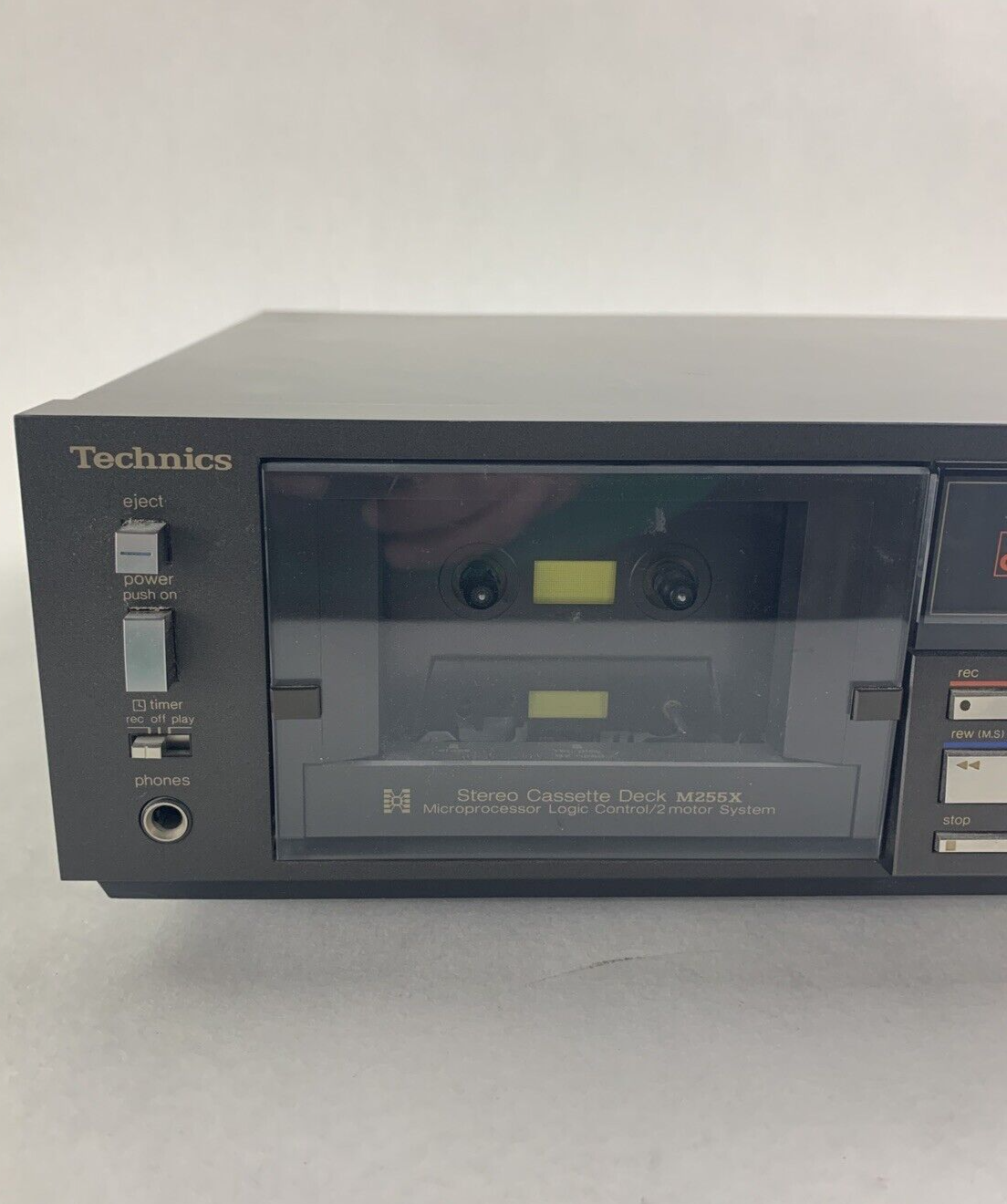 Technics M255X Single Cassette Stereo Deck Bad Control Panel For Parts & Repair