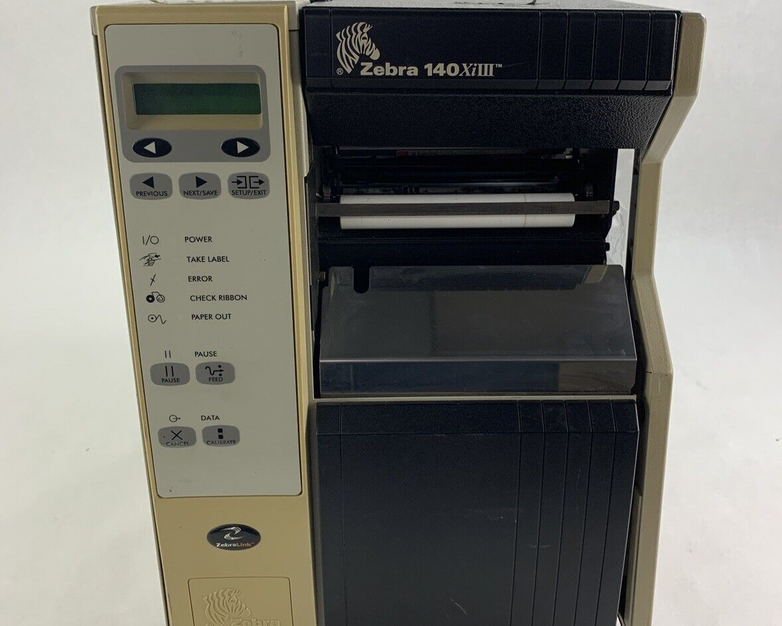 Zebra 140Xi III Label Thermal Printer 200 DPi Serial and Network Cracked Side