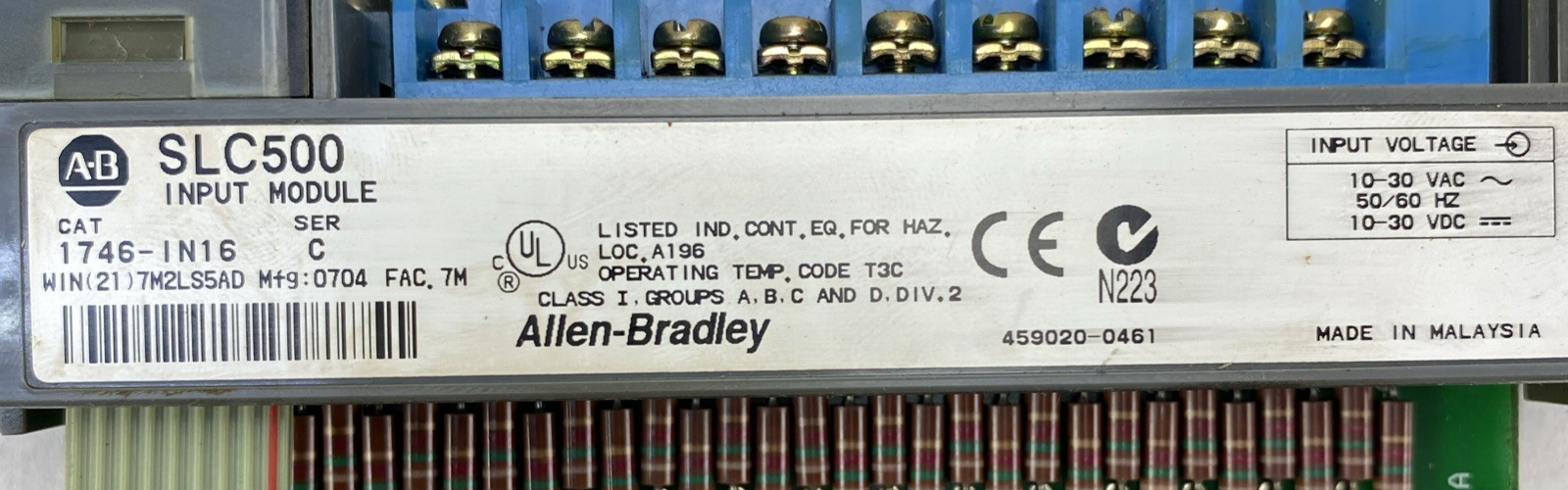 Allen-Bradley SLC500 Input Module 1746-IN16 Ser. C - Untested And Missing Cover9