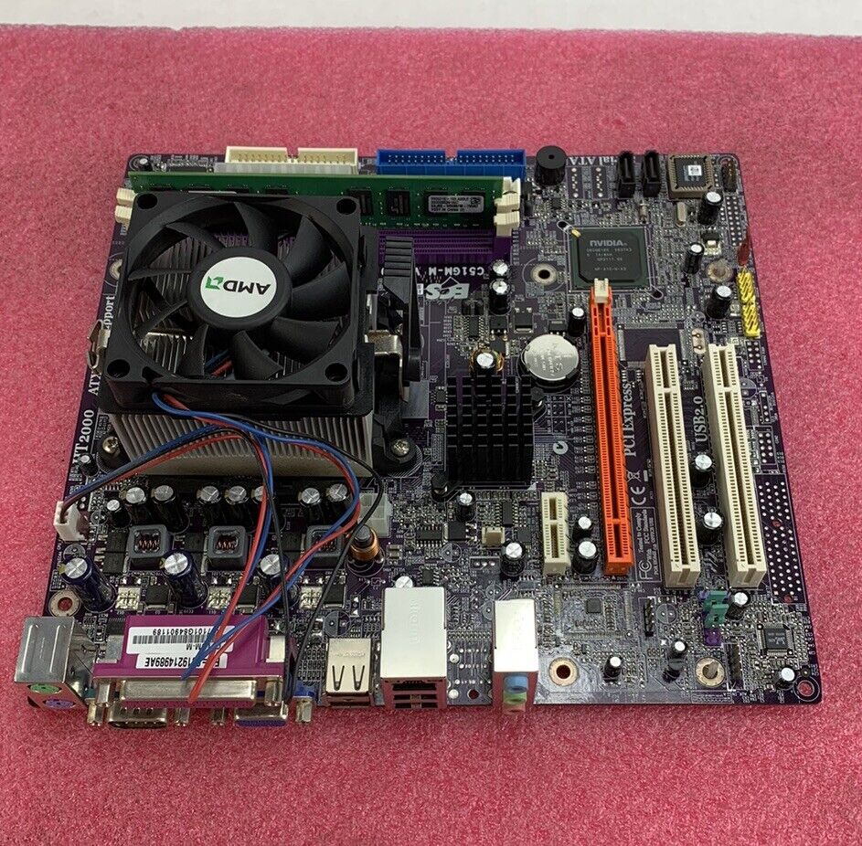 ECS C510M-M Motherboard AMD Athlon 64 x2 2GHz 2GB RAM w/Shield