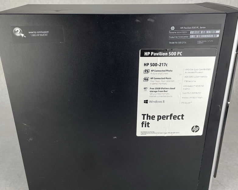 HP Pavilion 500-267C MT AMD A8-6500 3.5 GHz 8 GB RAM No HDD No OS