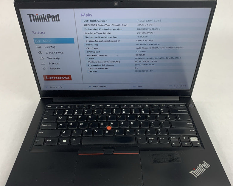 Lenovo ThinkPad E14 Gen 2 Ryzen 5 4500U 2.375 GHz 8 GB Ram No OS/SSD/AC/Pagedown