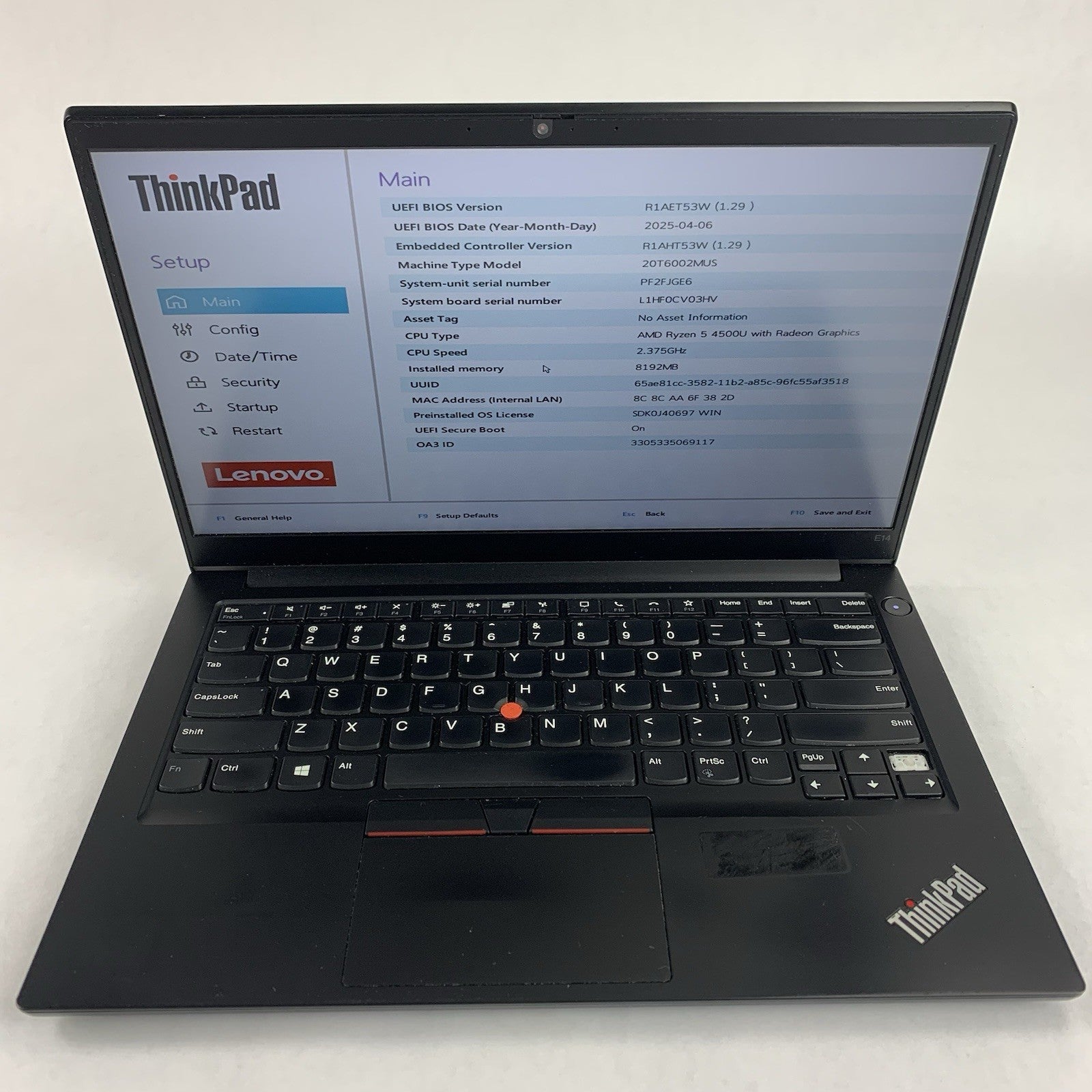 Lenovo ThinkPad E14 Gen 2 Ryzen 5 4500U 2.375 GHz 8 GB Ram No OS/SSD/AC/Pagedown1