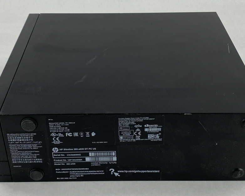 HP Slim Desktop 260-a020 AMD A6-7310 2.00GHz 6GB RAM No AC Adapter No HDD No OS