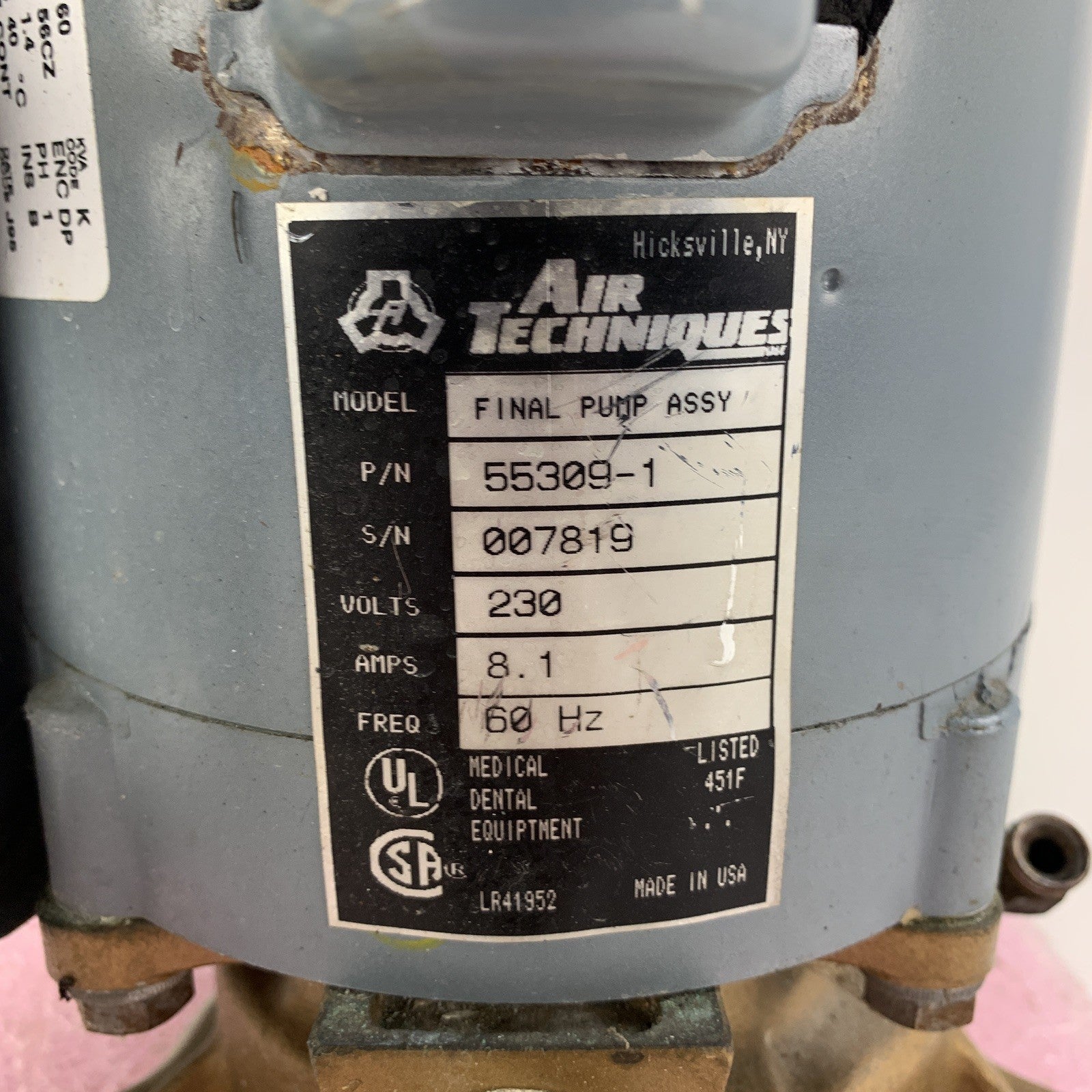 Air Techniques VacStar Dental Final Pump ASSY System 1104365418 55309-1