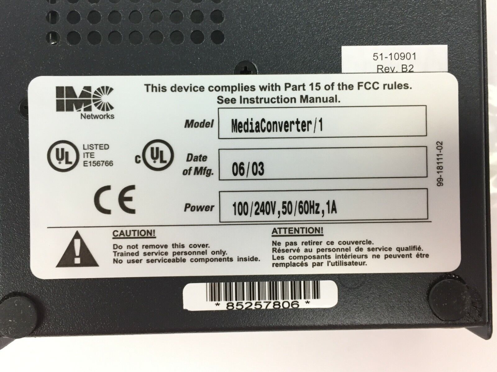 IMC 51-10901 1-Slot Media Chassis
