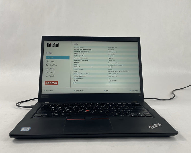 Lenovo ThinkPad T490 14" i5-8365U 1.60 GHz 8 GB RAM No SSD No OS No Battery READ