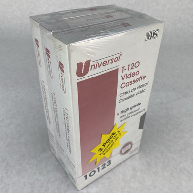 Lot( 3 ) Universal T-120 Blank VHS High Grade 2hr to 6hr Video Cassette Tape
