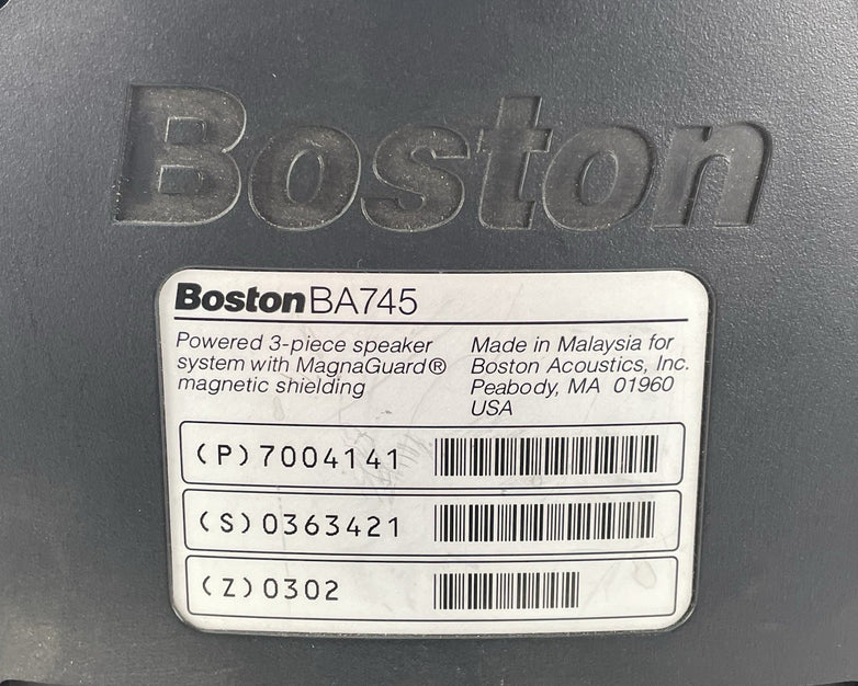 Boston Acoustics BA745 Computer Speaker System Sub & 2 Satellites Tested