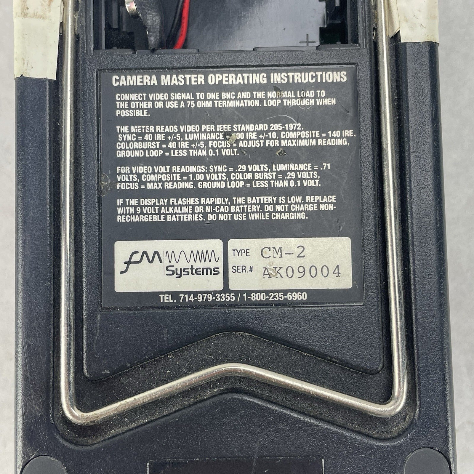 FM Systems CM-2 Camera Master 2 CCTV Video Signal Tester Missing Battery Cover9