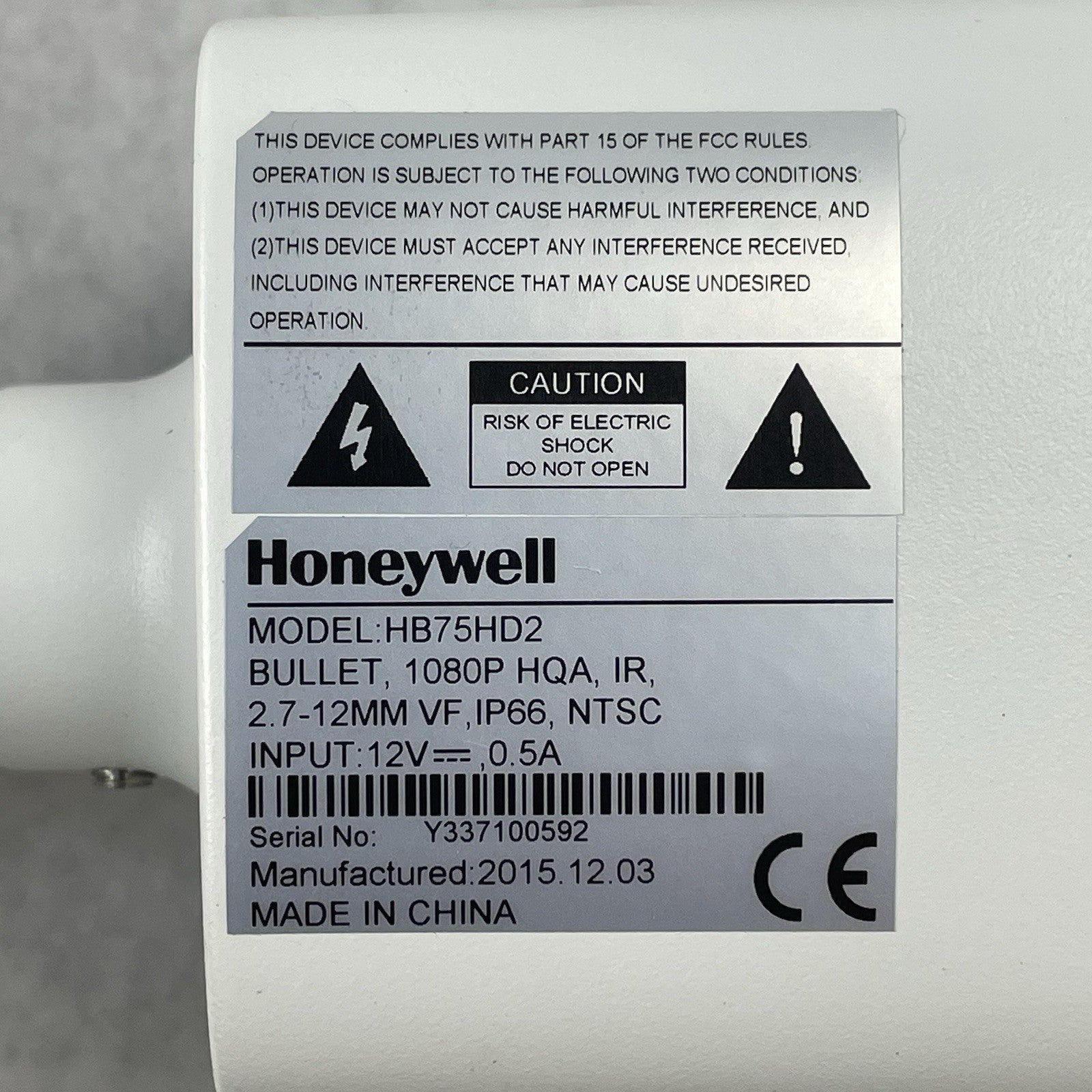 Honeywell Day/Night Indoor/Outdoor IR Bullet Camera HB75HD212