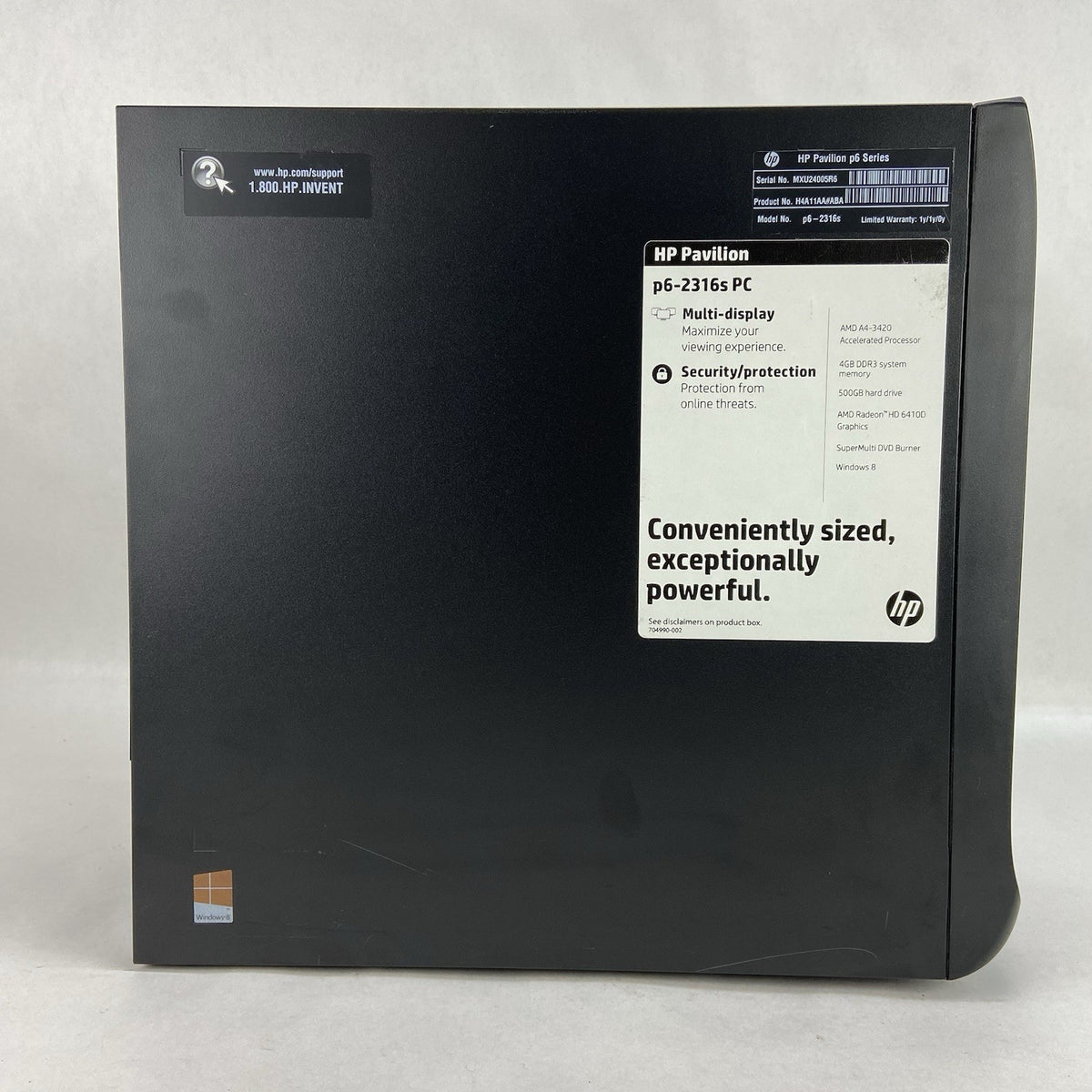 HP Pavilion P6-2316s MT AMD A4-3420 2.8GHz 4GB RAM No HDD No OS3