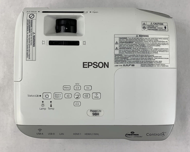 Epson PowerLite 98H H687A LCD Lamp Projector 3399 Lamp Hours - No Remote