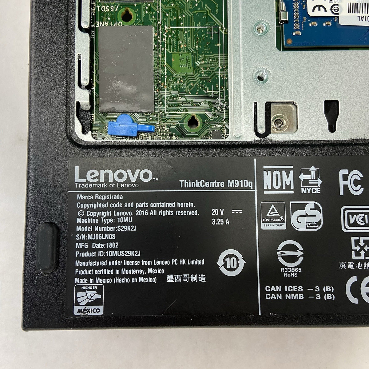 Lenovo ThinkCentre M910q MFF Intel Core i5-6500T 2.5GHz 8GB RAM No AC/HDD/OS12