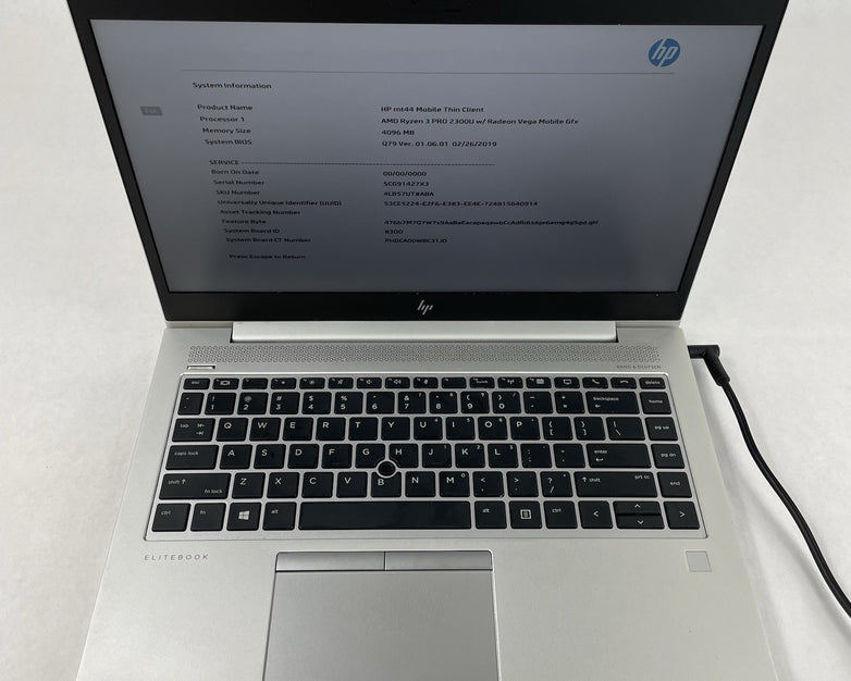 HP mt44 14" Ryzen 3 Pro 2300U 2.00 GHz 4 GB RAM No SSD/OS/AC/Batt