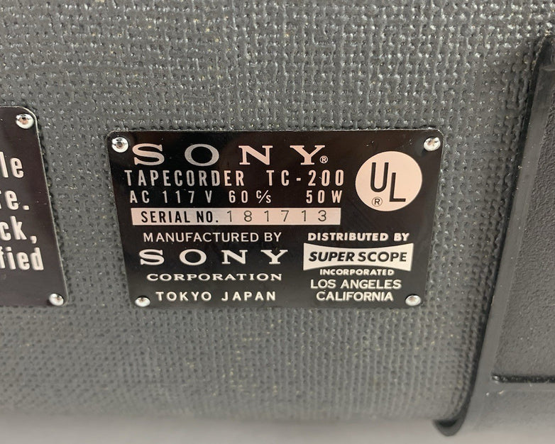 Sony TC-200 Stereo Tapecorder w/ Detachable Speakers - Parts or Repair