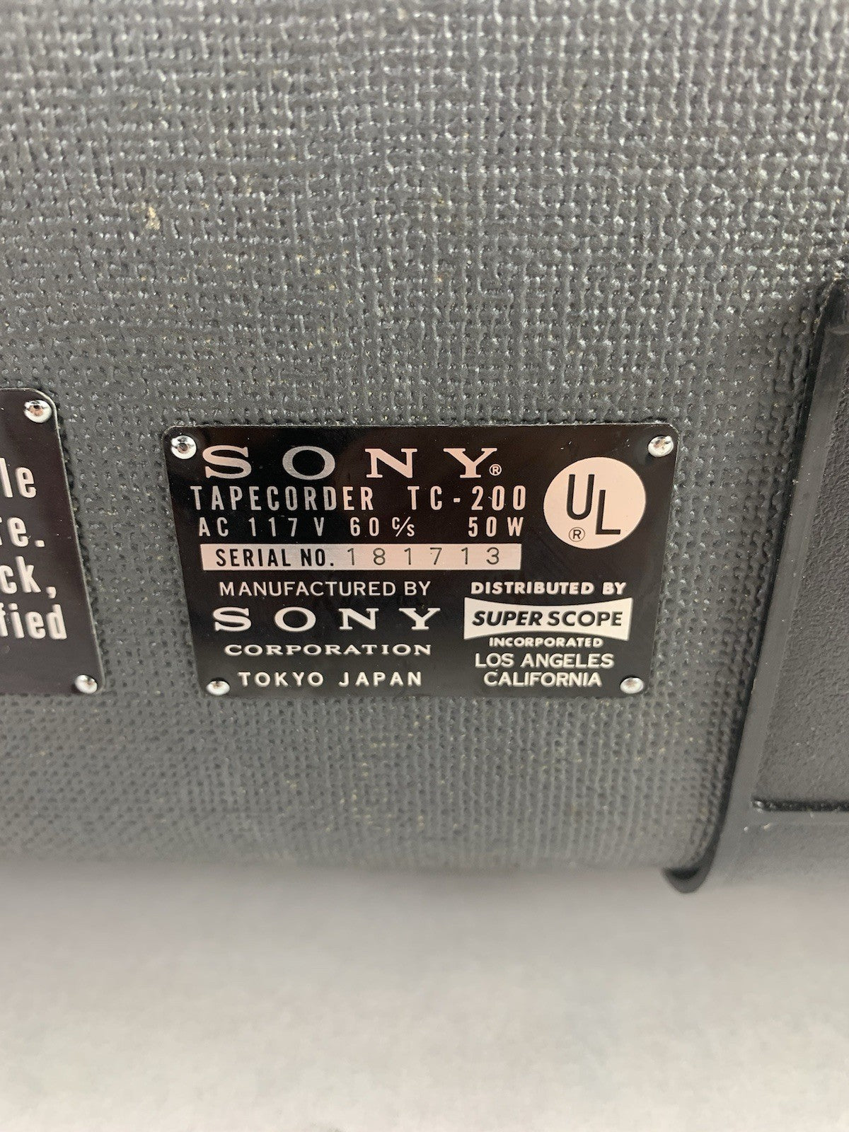 Sony TC-200 Stereo Tapecorder w/ Detachable Speakers - Parts or Repair