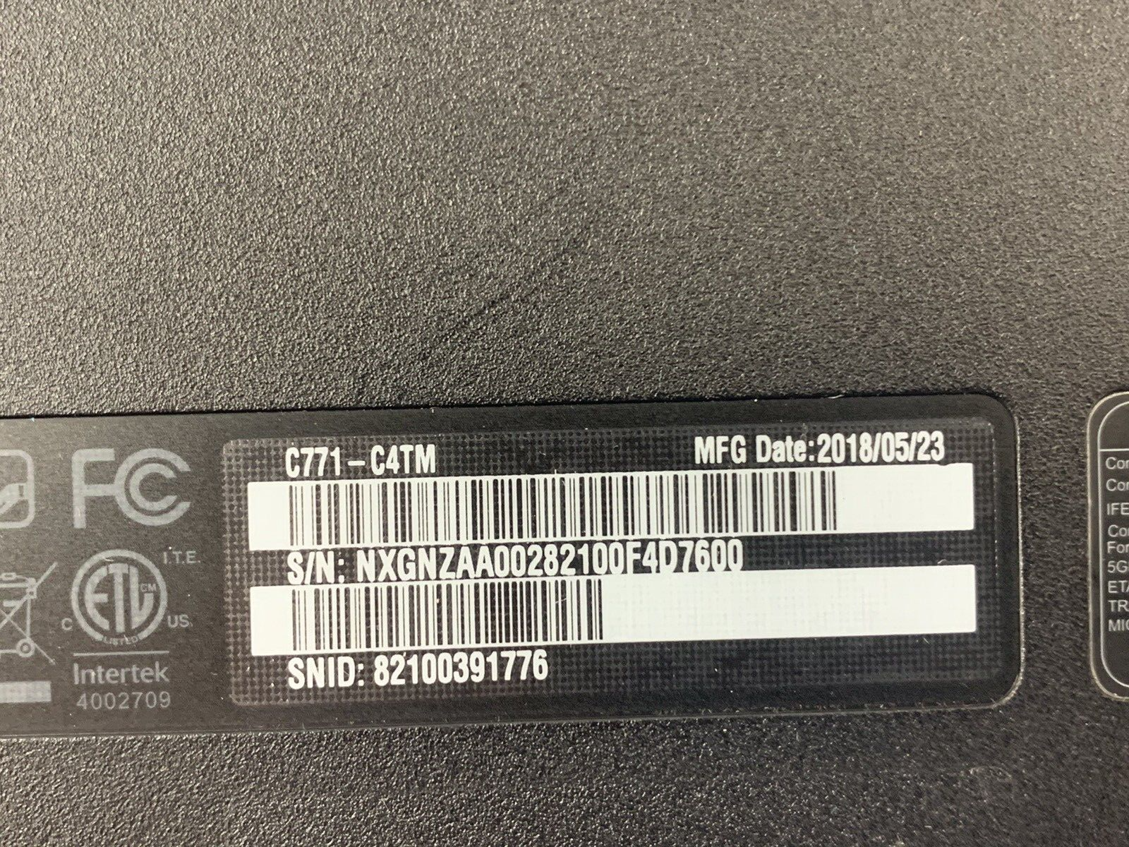 Acer C771 Series Bottom Laptop Cover N17Q6