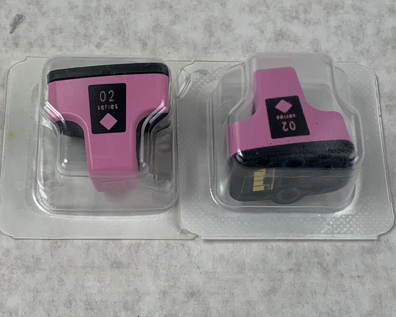 Lot(2) HP PhotoSmart Light Magenta Pink 02 Ink Cartridge NIB Genuine CB284W
