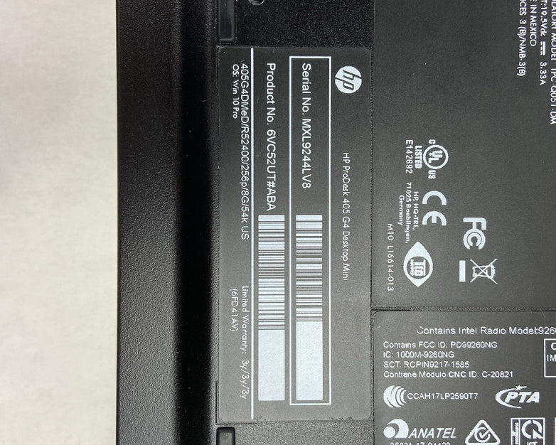 HP ProDesk 405 G4 Micro AMD 5 Pro 2400GE 3.2GHz 8GB RAM No AC/HDD/OS