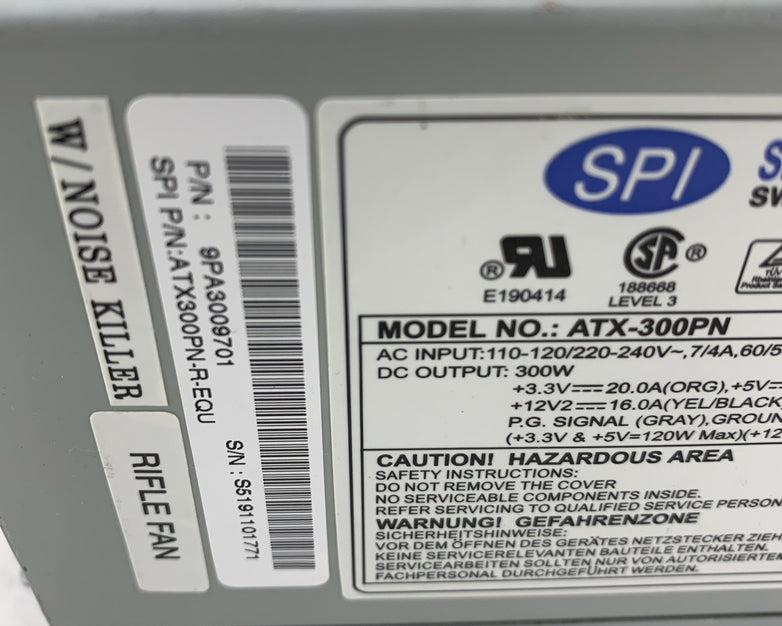 Sparkle Power SPI ATX-300PN 300W Switching Power Supply 9PA3009701 - Tested