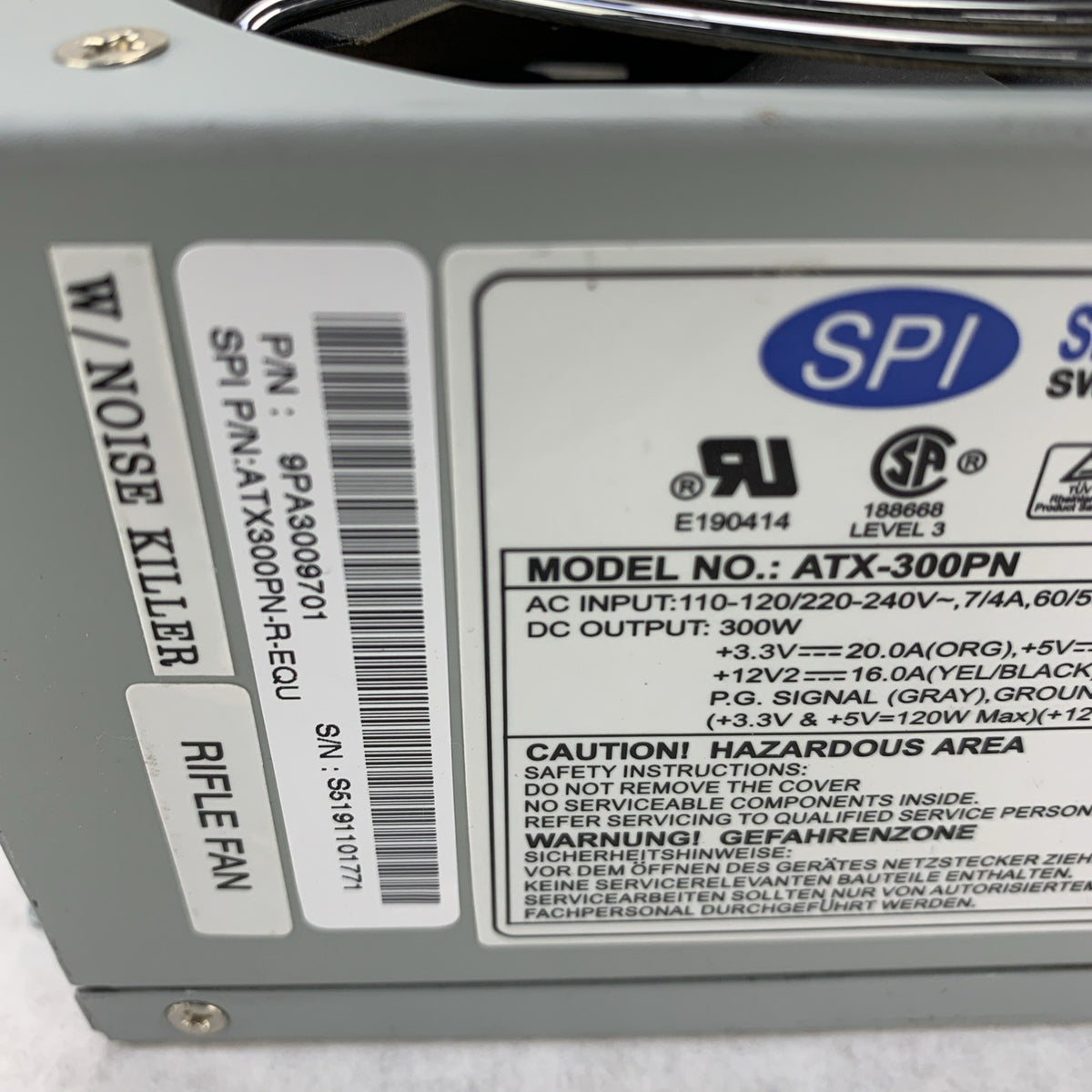 Sparkle Power SPI ATX-300PN 300W Switching Power Supply 9PA3009701 - Tested5