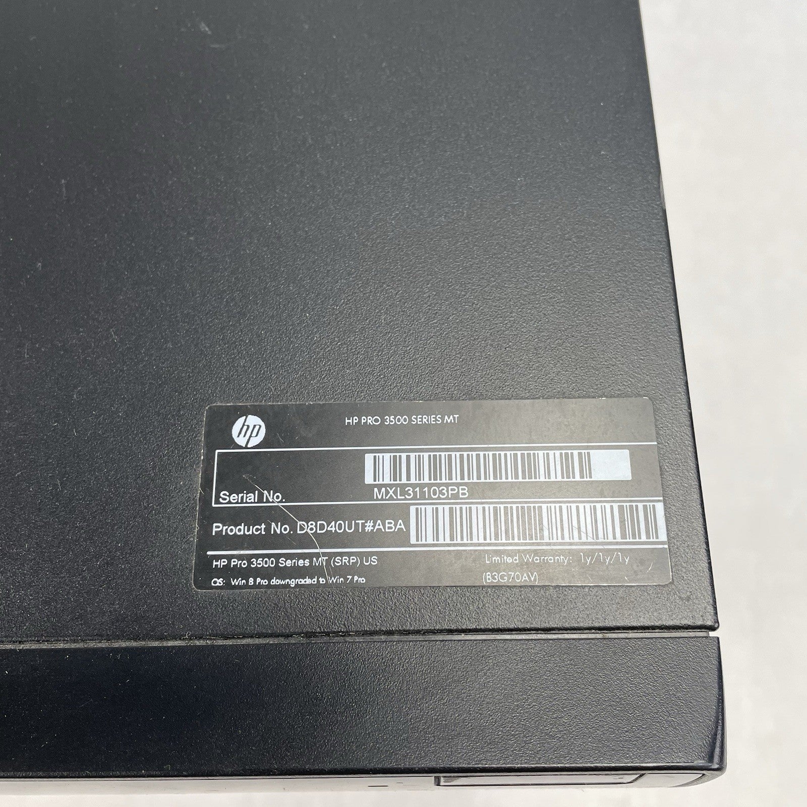 HP Pro 3500 Series MT Pentium G870 3.10 GHz 4 GB RAM DVDRW No HDD No OS