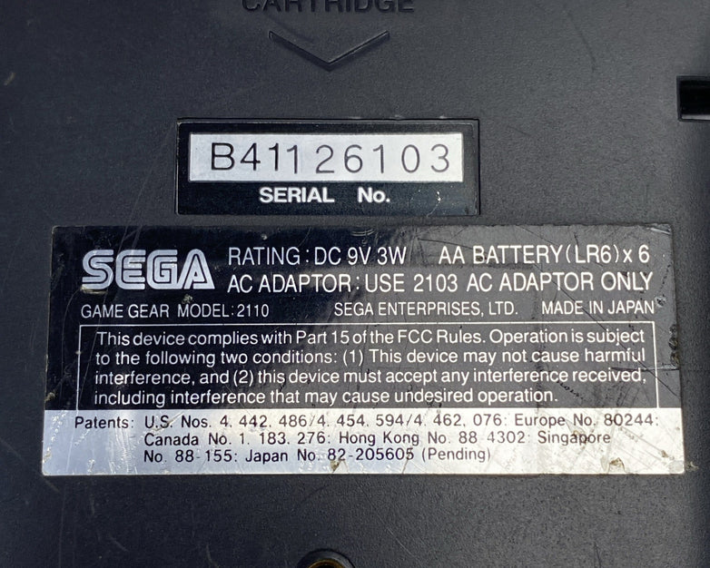 Sega Game Gear Console With World Series Baseball '95 Game And AC-DC Adaptor