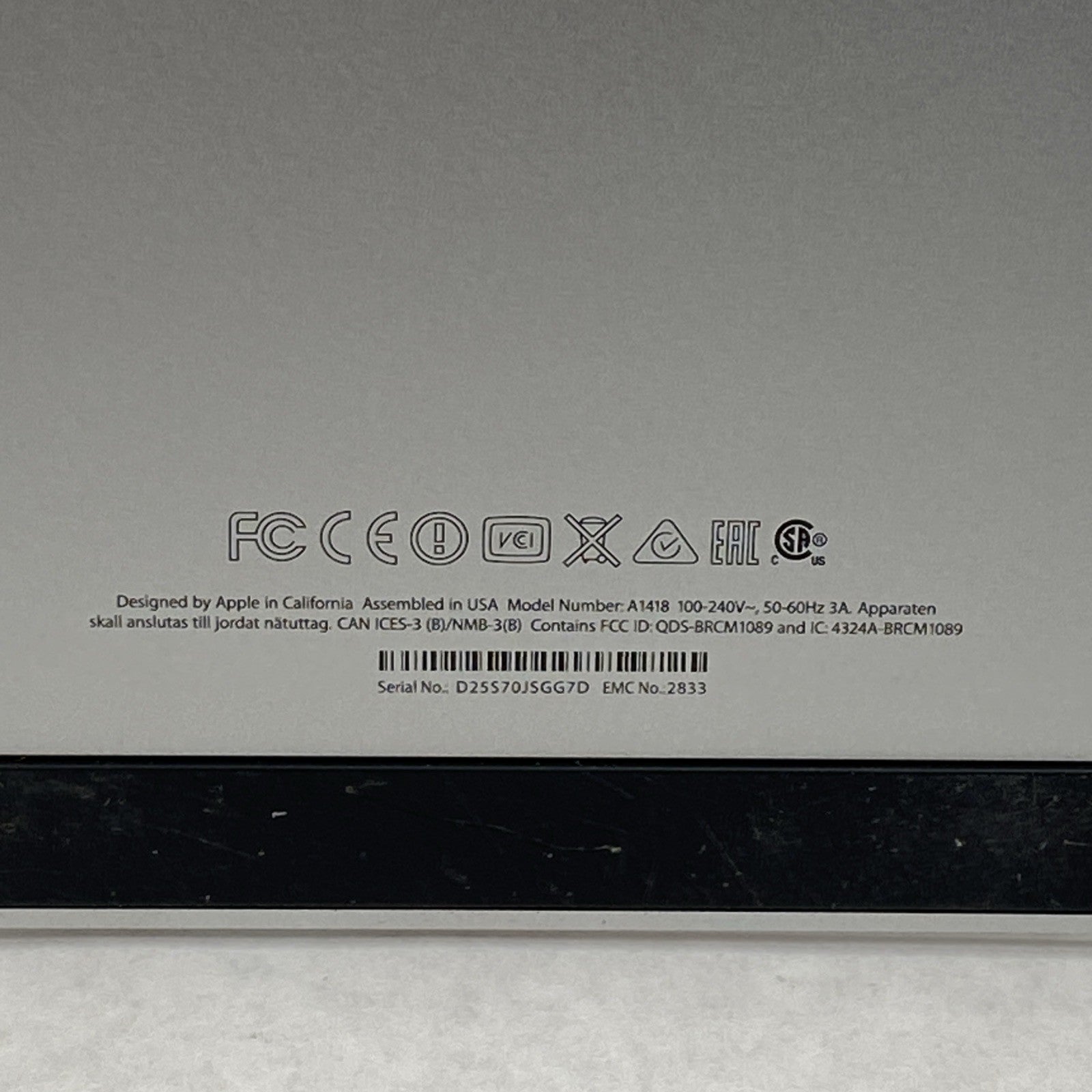 Apple A1418 iMac 21.5" 2015 2.8 GHz Core i5 8GB RAM 250 GB SSD macOS 12.7.6