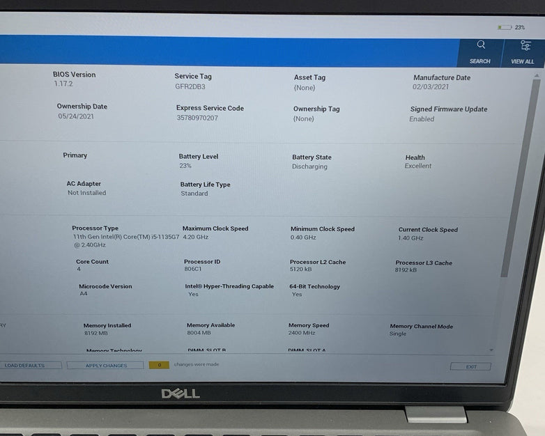 Dell Latitude 5420 14" Laptop i5-1135G7 1.40 GHz 8 GB RAM No SSD/OS/AC