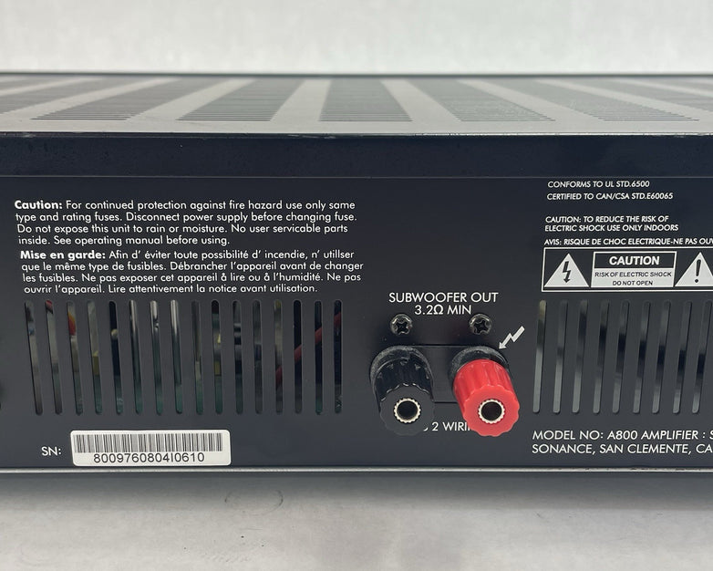 Sonance A800 8-Channel Power Amplifier Fully Tested Parts Or Repair