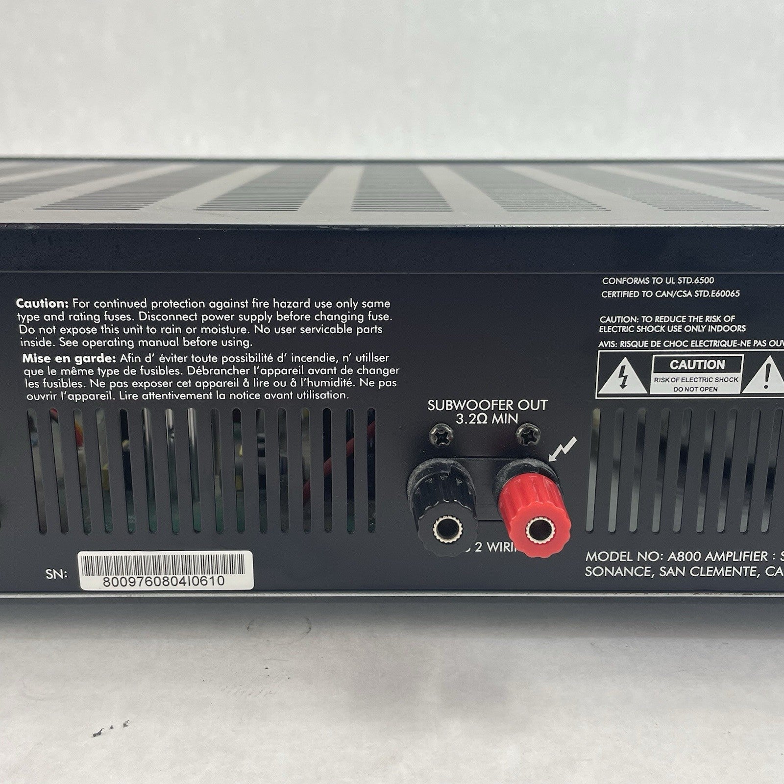 Sonance A800 8-Channel Power Amplifier Fully Tested Parts Or Repair8