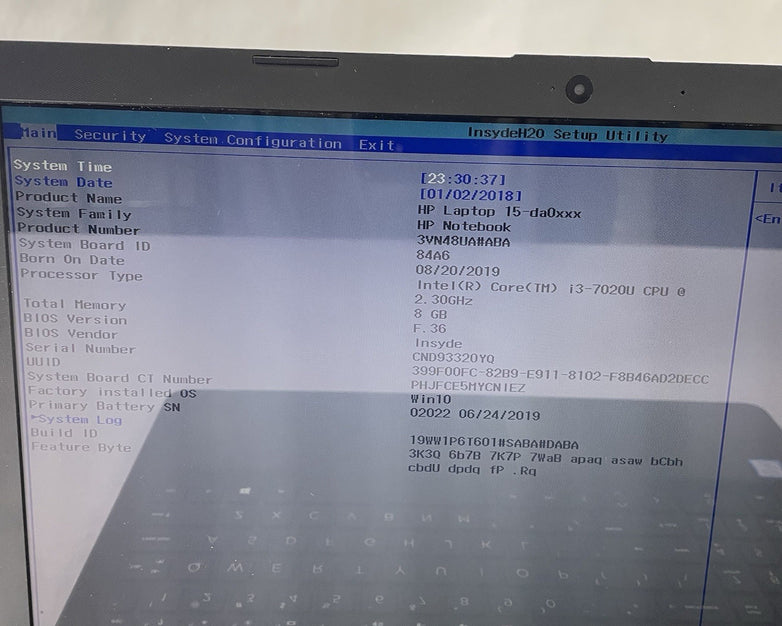 HP 15-da0046nr 15.6" i3-7020U 2.30 GHz 8 GB RAM No SSD No OS No AC