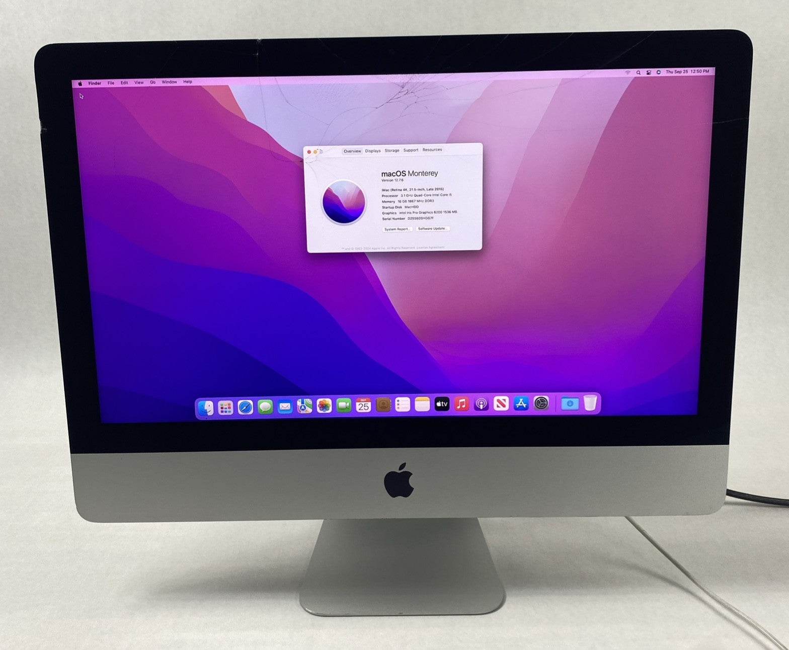 Apple A1418 iMac Retina 4k 21.5" 2015 3.1GHz i5 16GB RAM 1TB HDD Fusion -Cracked