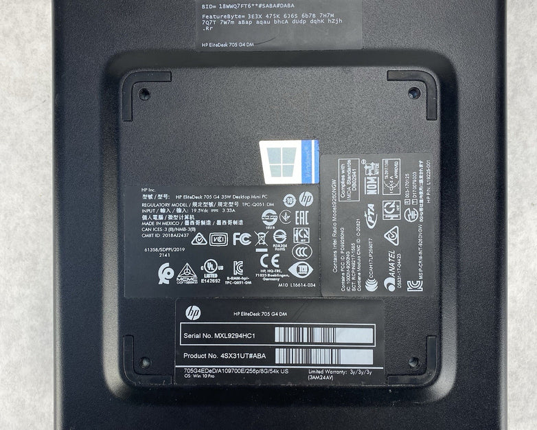 HP EliteDesk 705 DM 35W Micro AMD Pro A10-9700 ER7 3.5GHz 4GB RAM No HDD OS AC