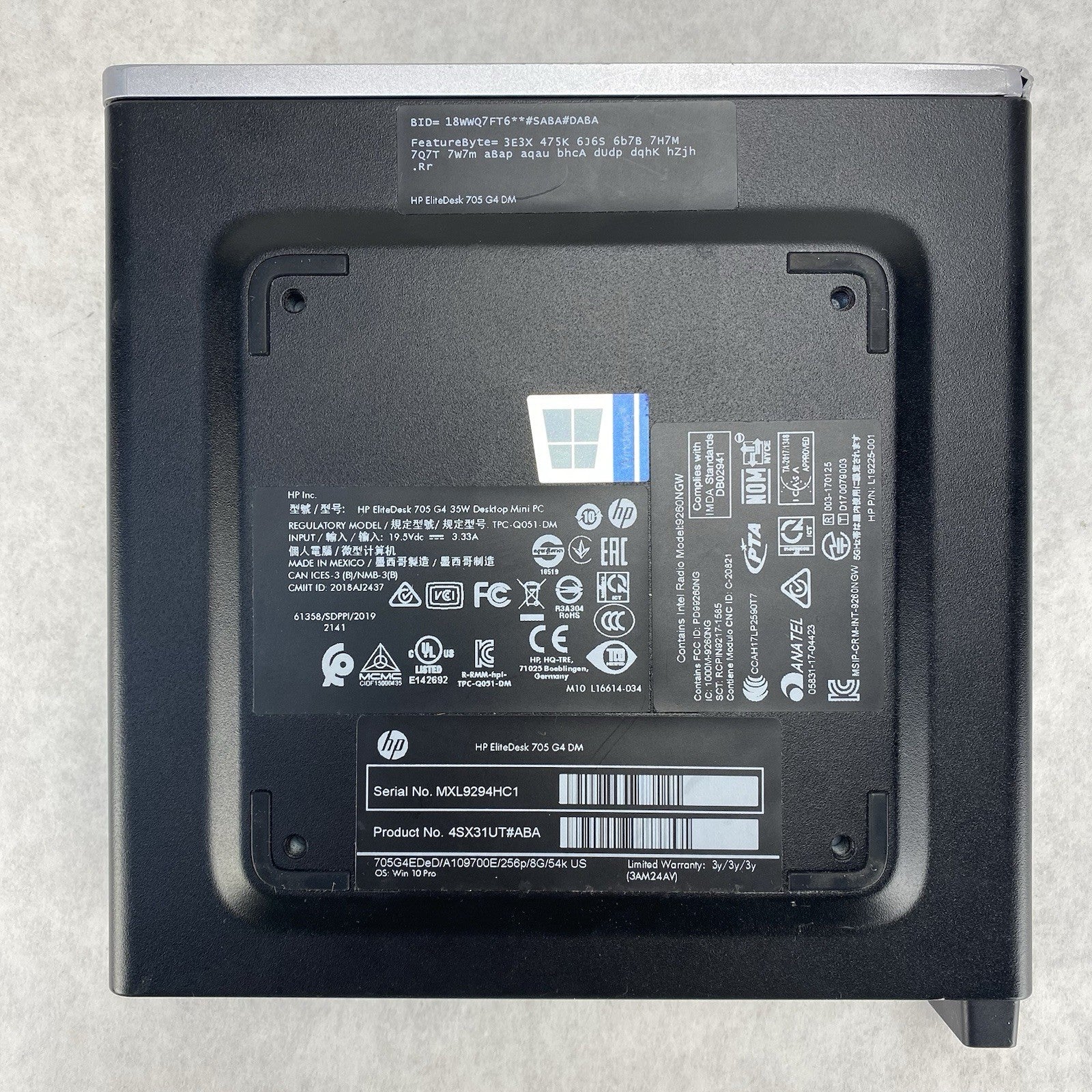 HP EliteDesk 705 DM 35W Micro AMD Pro A10-9700 ER7 3.5GHz 4GB RAM No HDD OS AC