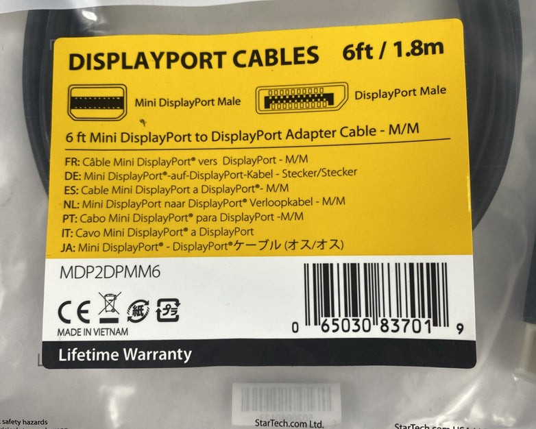 StarTech Displayport Cable 6ft Mini DisplayPort Cable Lot of 4