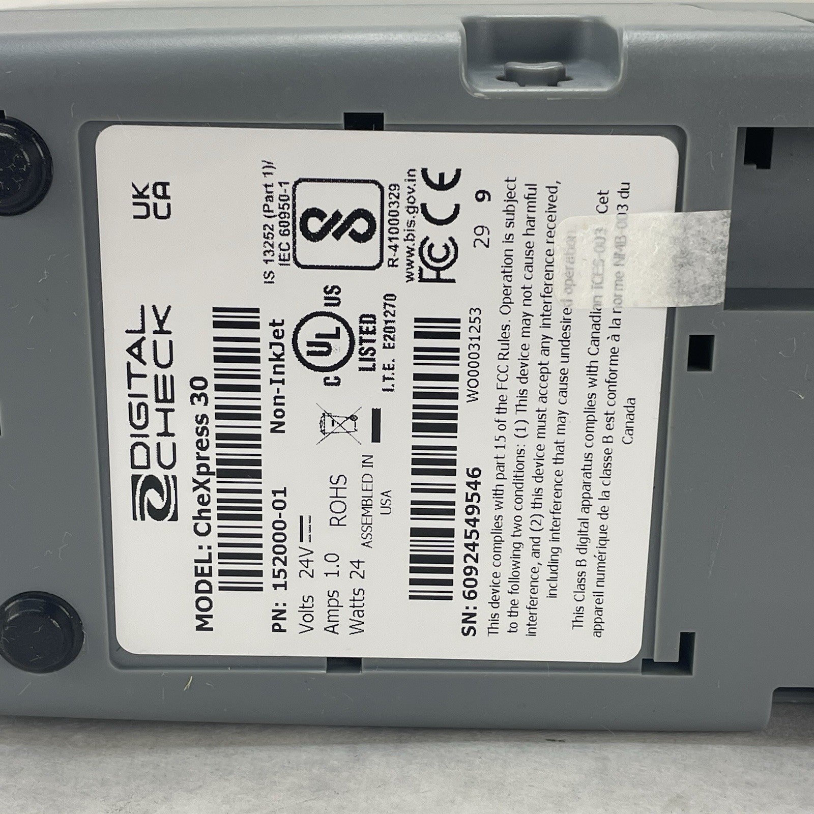 Digital Check CheXpress 30 CX30 InkJet Check Scanner 152000-02 - For Parts10
