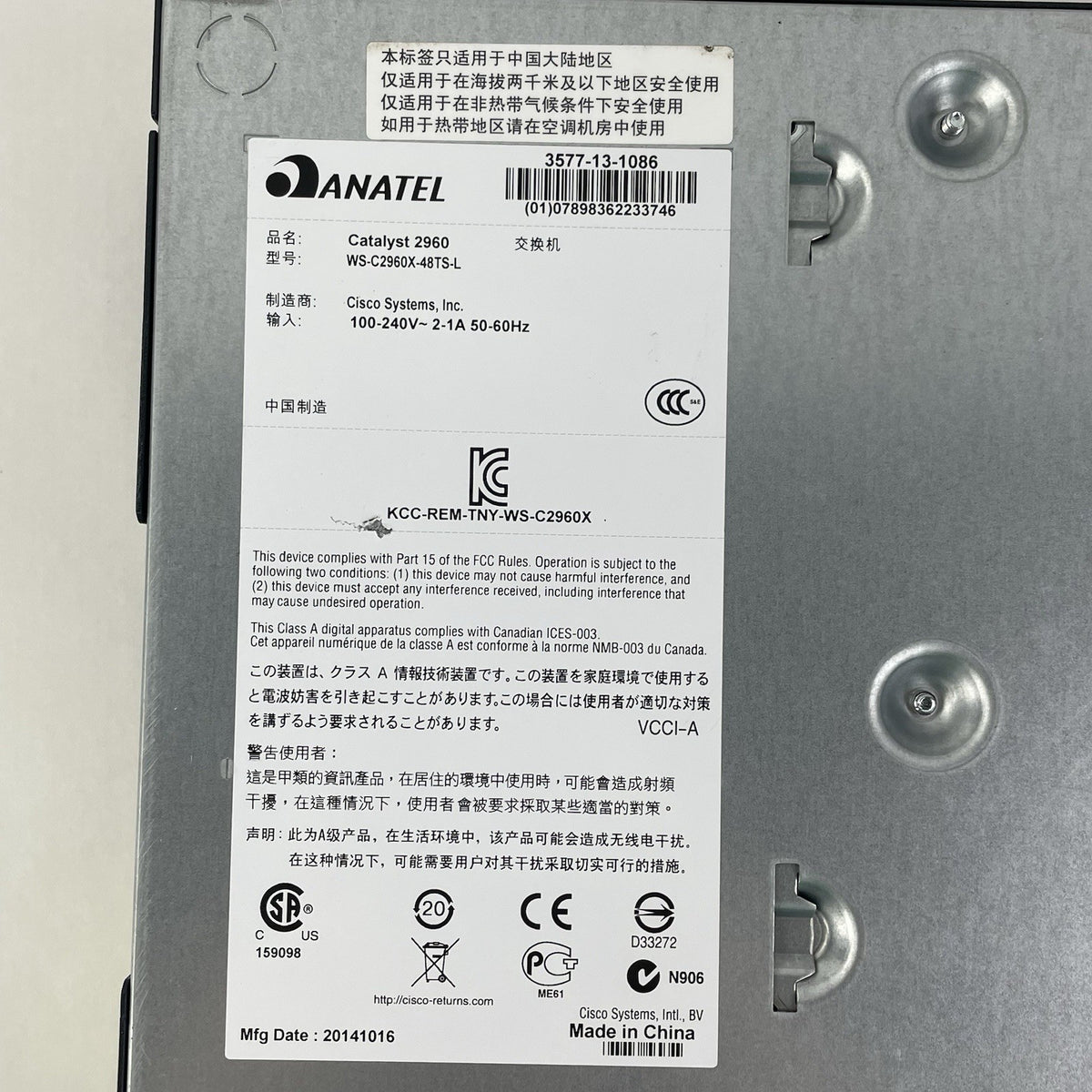 Cisco Catalyst WS-C2960X-48TS-L 48 Port Gigabit Switch V03 - Tested13